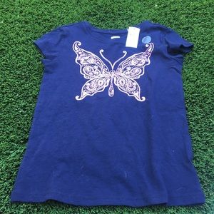 Gap T-shirt with pink sparkly butterfly